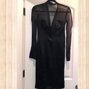 Marciano illusion sleeve black dress